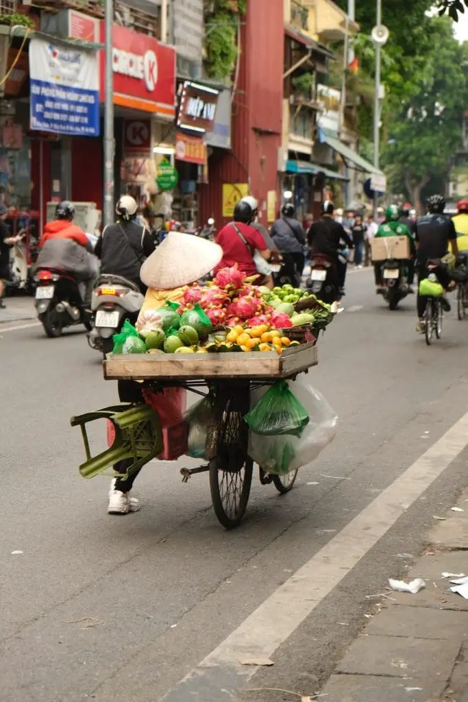 Captivating Vietnam show a women pushing a cart through the street